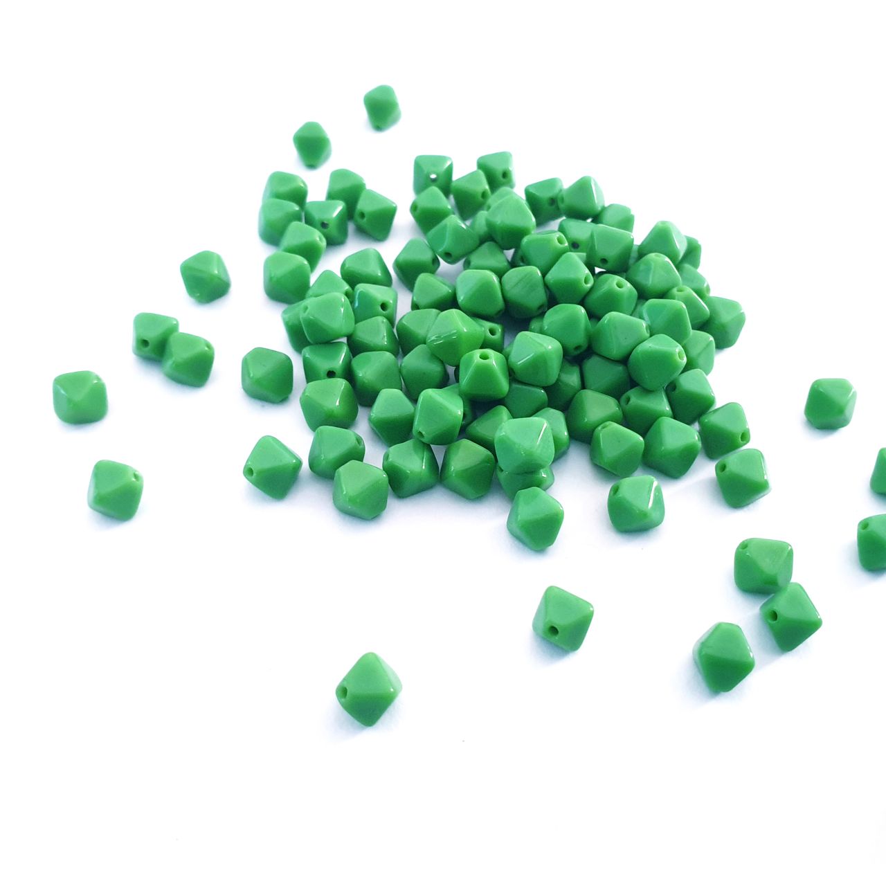 Green Opaque Bicone Czech Glass Bead 6mm