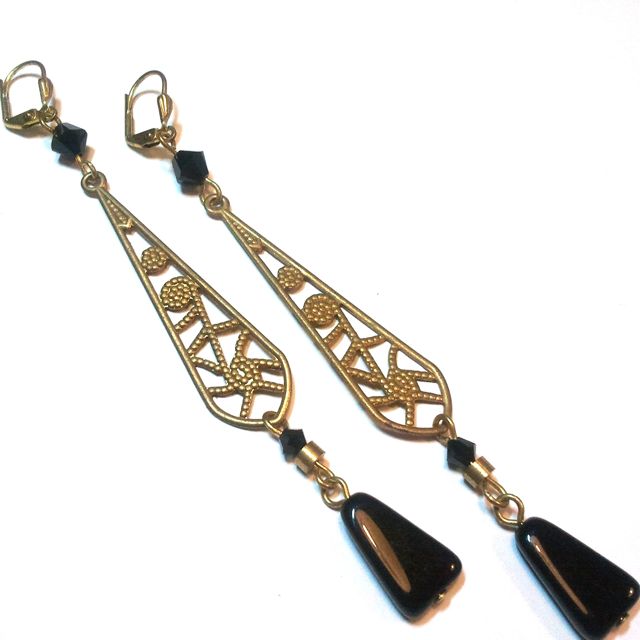 Decorative Elongated Long Drop Antique Brass 50mm