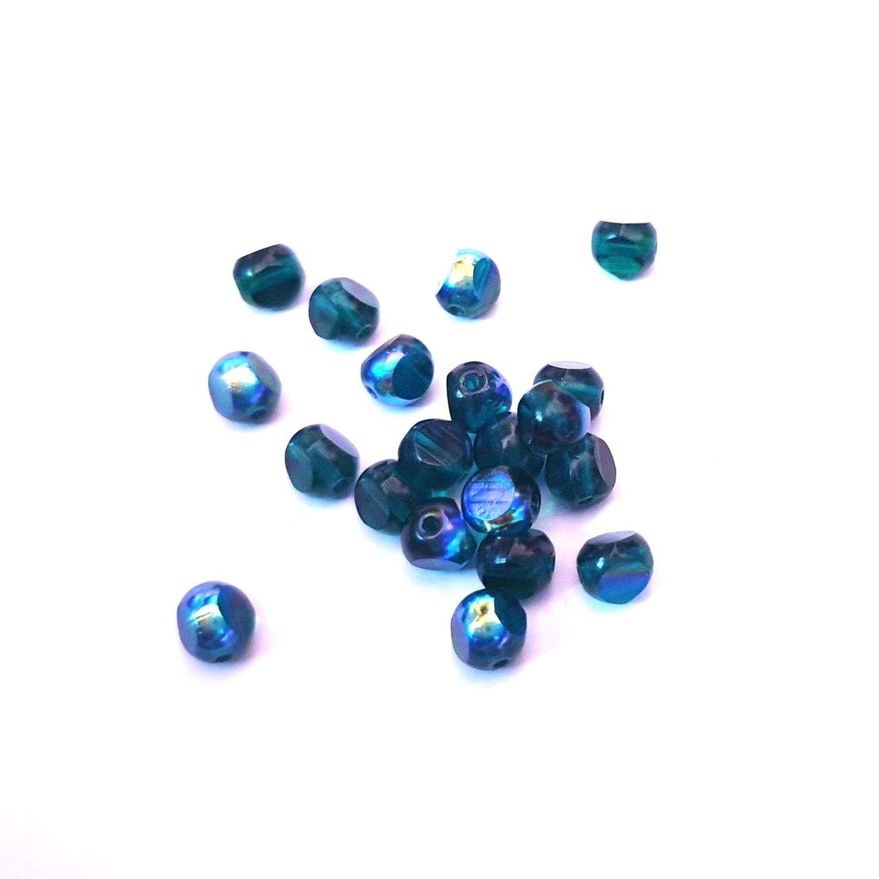 Cathedral Czech Glass Bead 6mm Trinugget Emerald AB - Pack of 10