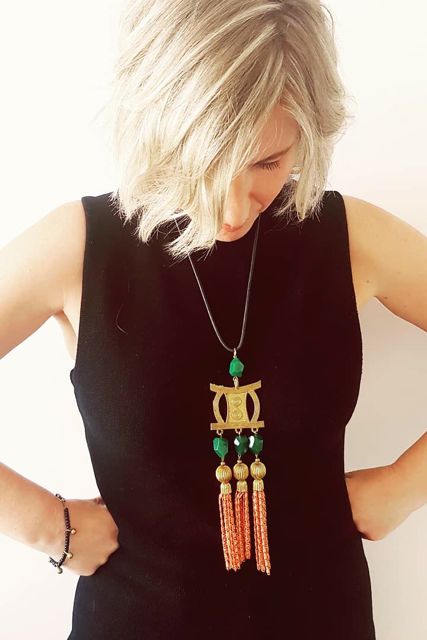 Boheme Gypsy Pendant Talisman Brass and Blue Stone