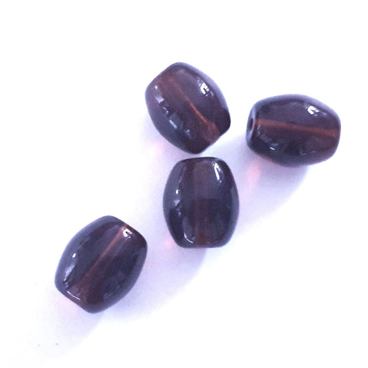 Barrel 16x14mm Dark Topaz Transparent Czech Pressed Glass