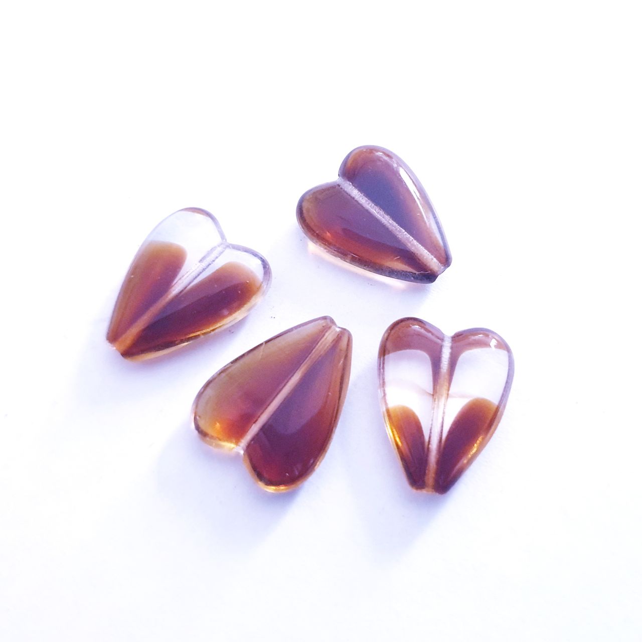 Heart 16mm Brown Mix Czech Glass Bead