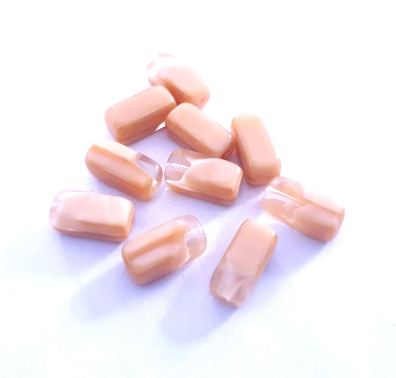 Tube 15x7mm Camel Opalino Czech Glass Bead - Pack of 10