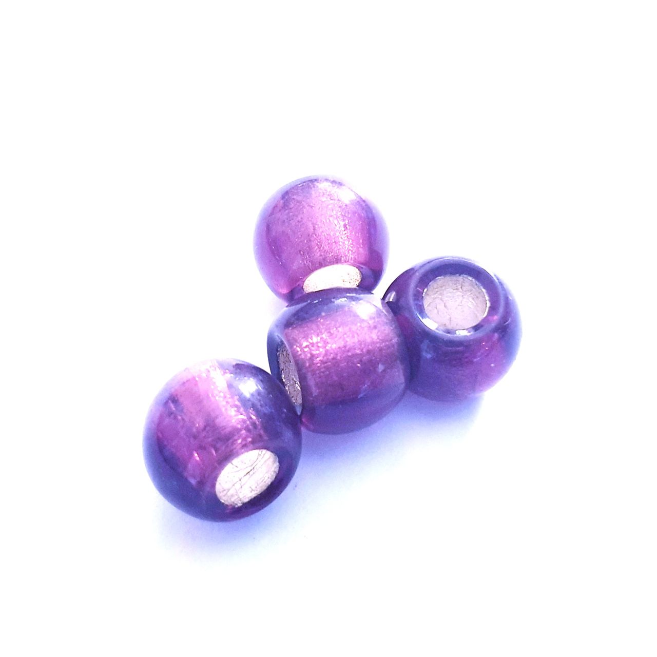 Czech Glass Jug Bead Large Hole 13mm Amethyst Silverlined