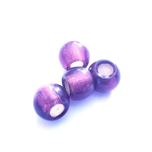 Czech Glass Jug Bead Large Hole 13mm Amethyst Silverlined