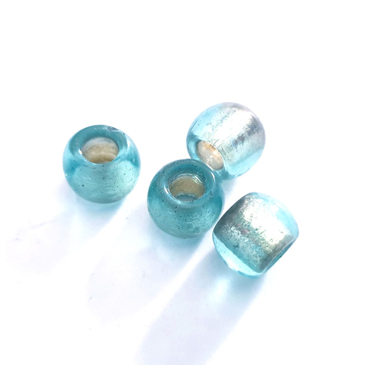 Czech Glass Jug Bead Large Hole 13mm Aquamarine Silverlined