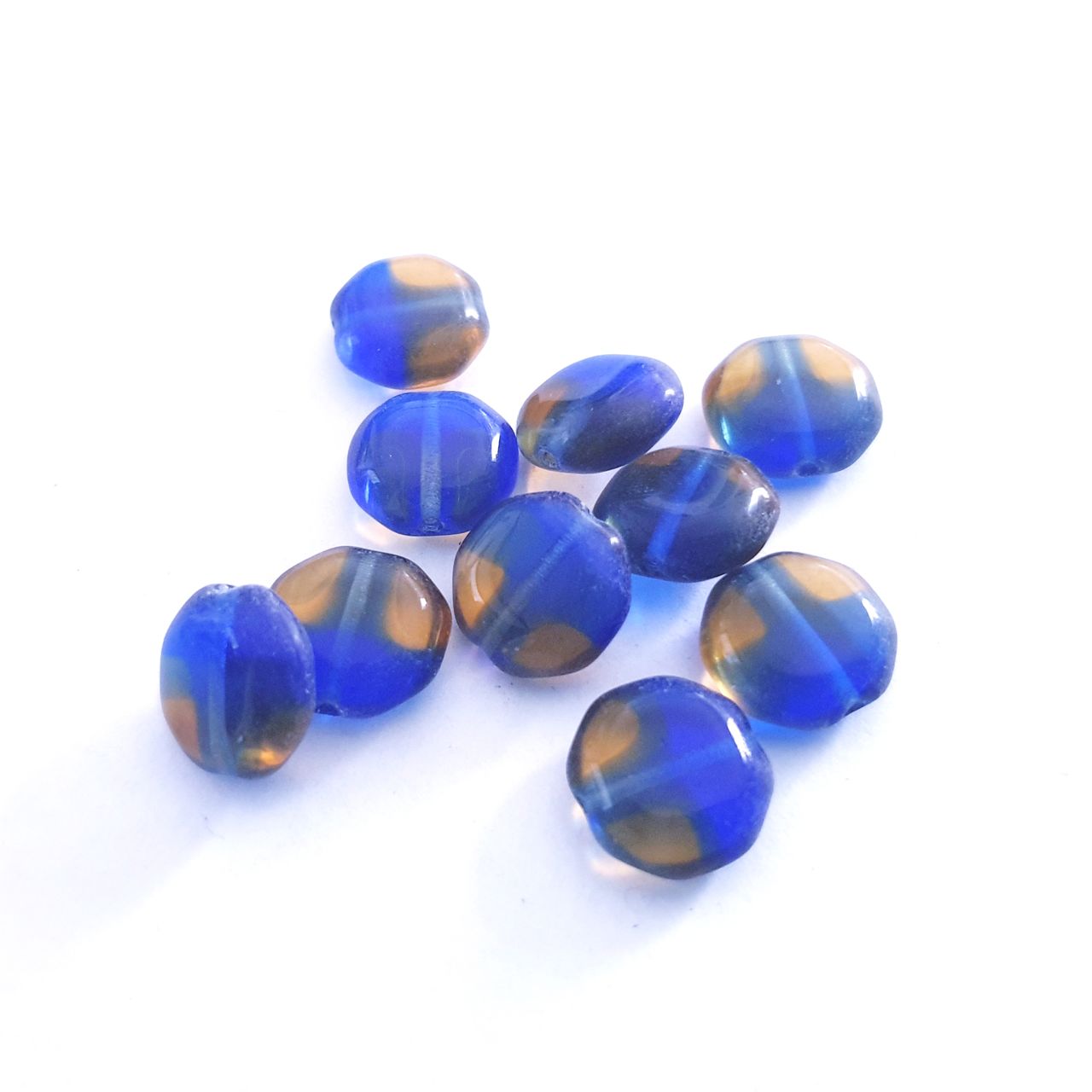Octagon 13mm Two Colour Sapphire Topaz Czech Glass Bead