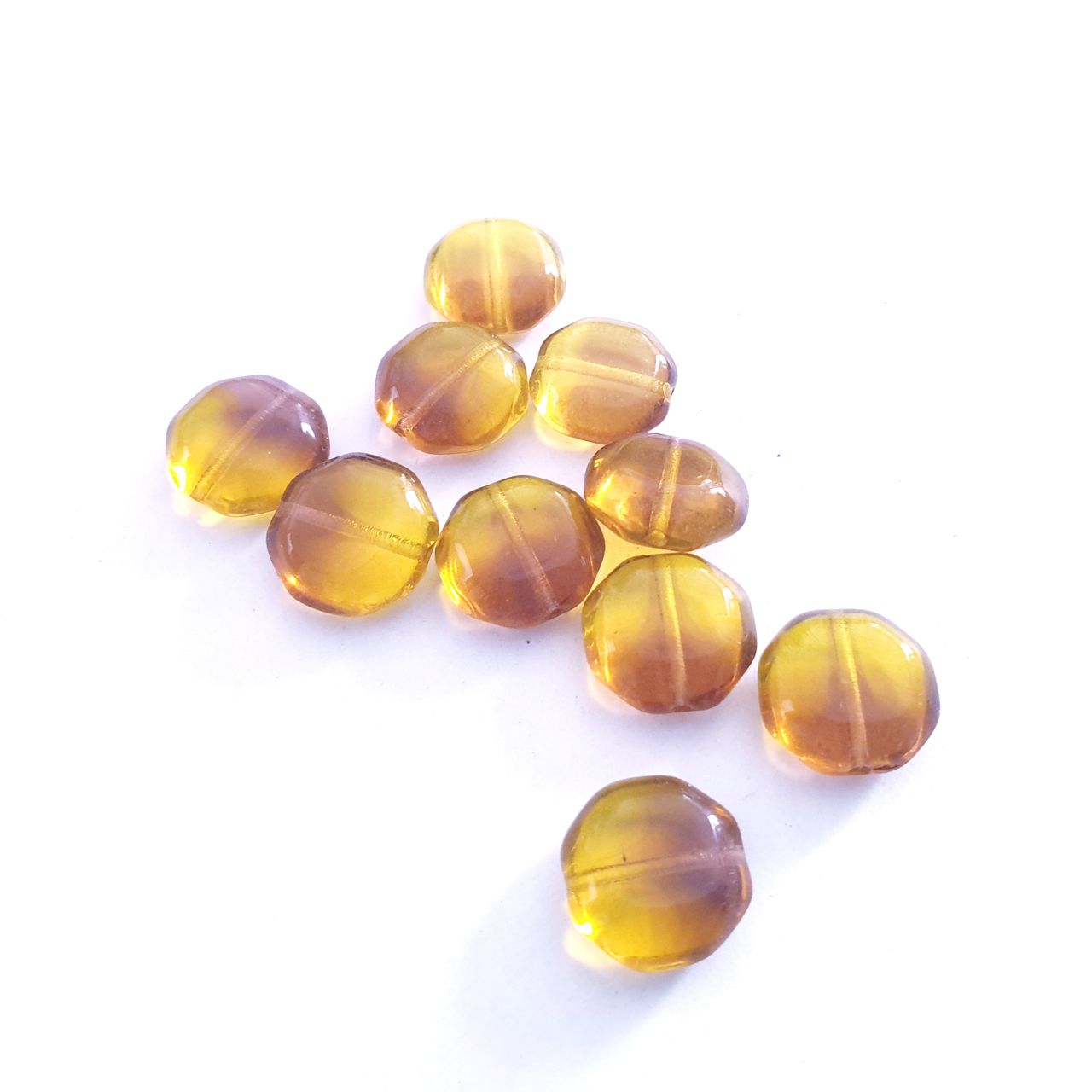 Topaz Octagon 13mm Two Colour Czech Glass Bead