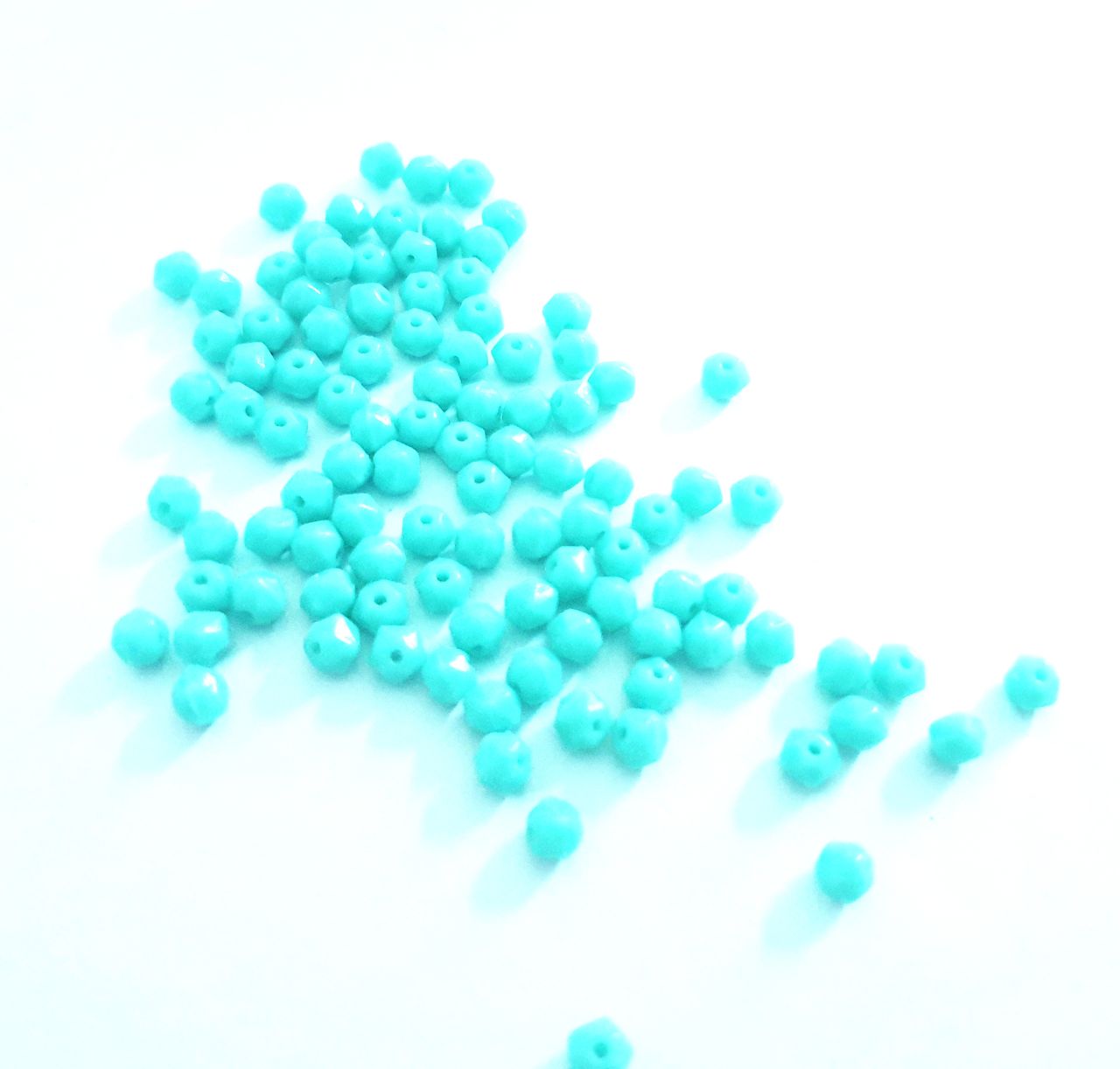 Rough Cut Facet 5mm Aqua Czech Glass Bead