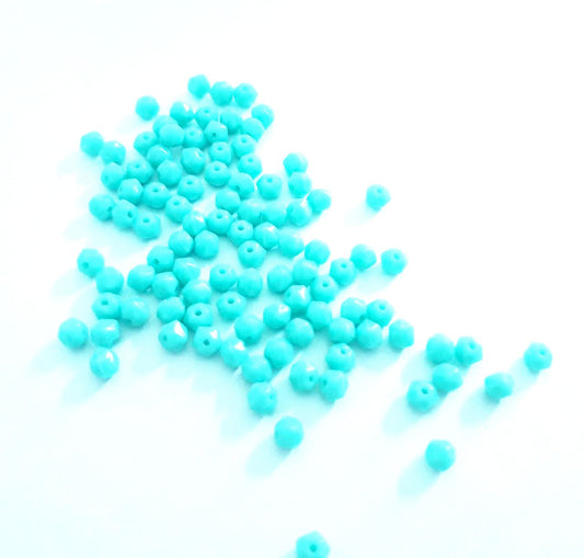 Rough Cut Facet 5mm Aqua Czech Glass Bead