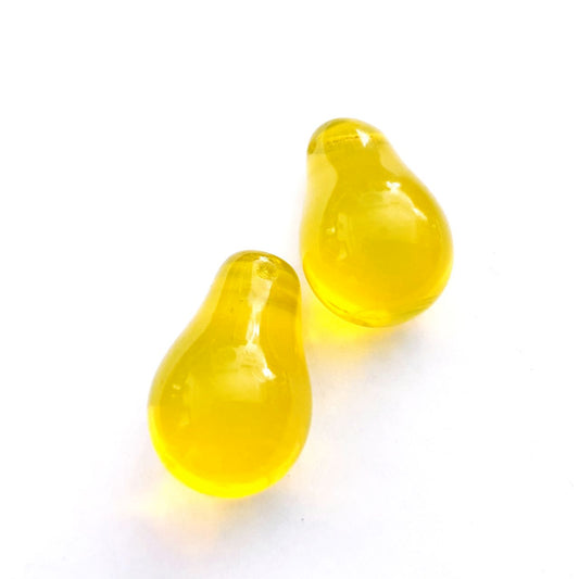 Fat Drop 12x18mm Yellow Transparent Czech Glass Beads