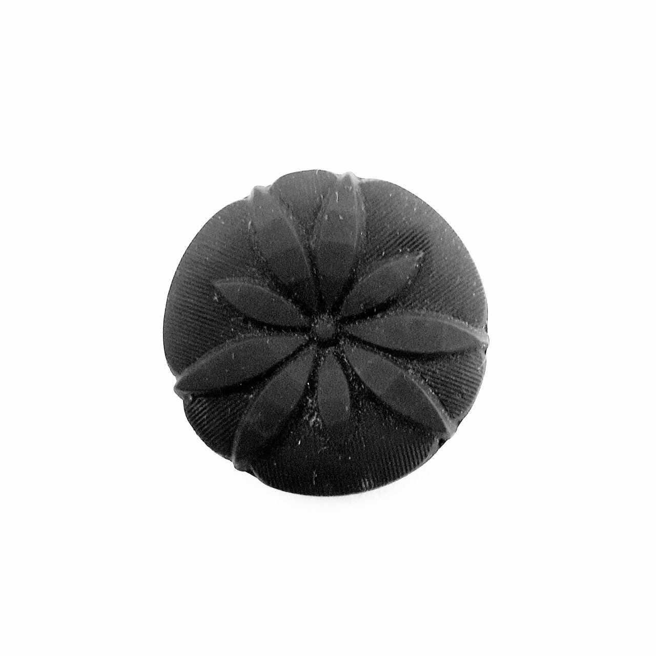 Czech Glass Button Deco 18mm 8" Matt Black