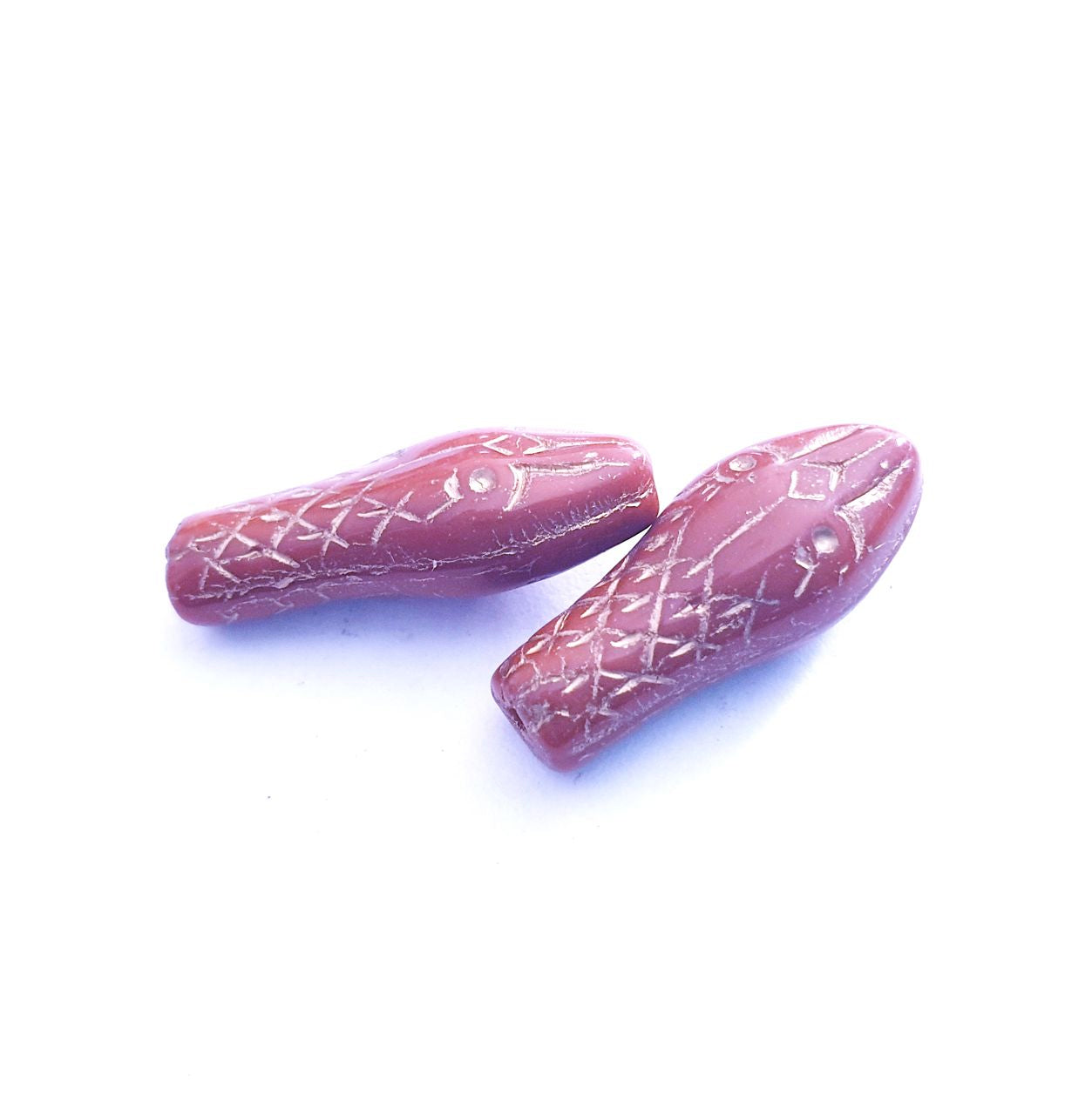 Cobra 24x10mm Tan Opaque and Bronze Czech Glass Bead