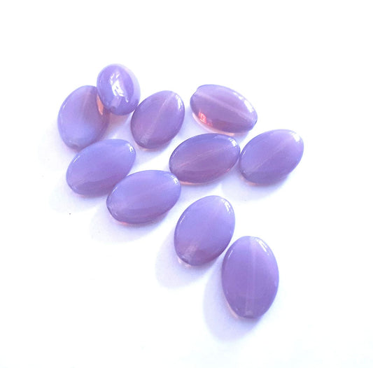 Flat Oval 16x11mm Amethyst Opalino Czech Glass Bead