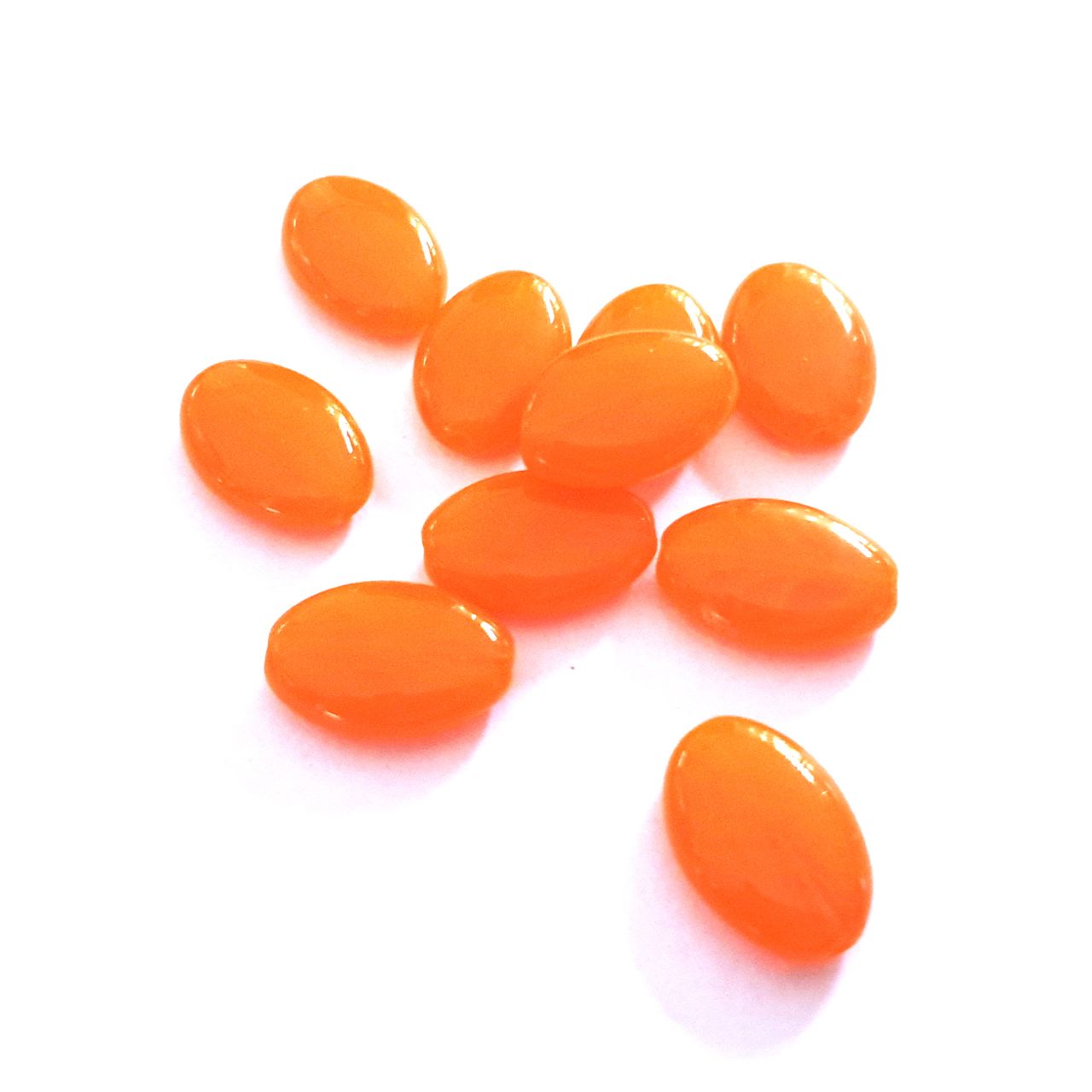 Flat Oval 16x11mm Pumpkin Opalino Czech Glass Bead