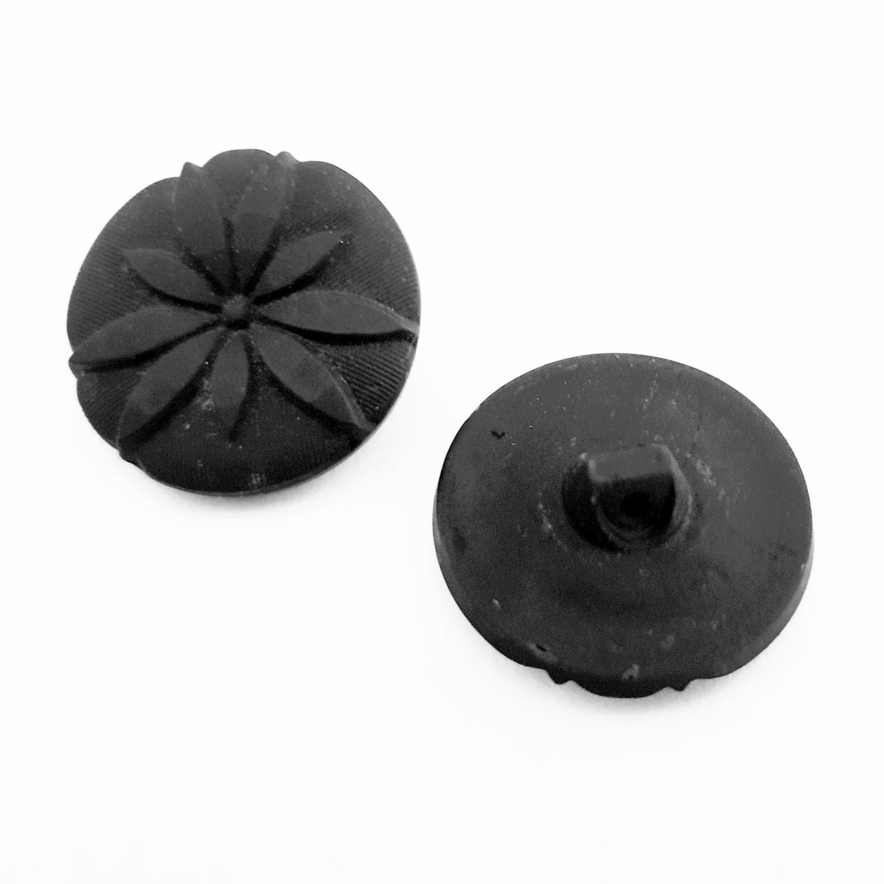 Czech Glass Button Deco 18mm 8" Matt Black