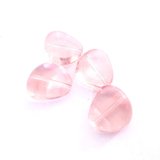 Pebble 16x17mm Pink Transparent Czech Glass Bead