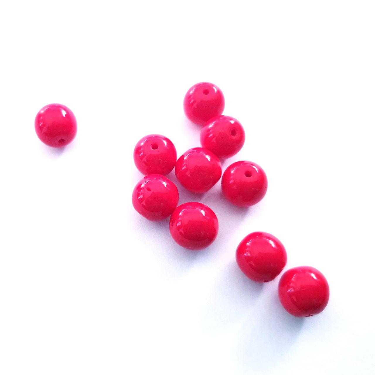 8mm Red Round Opaque Czech Glass Bead