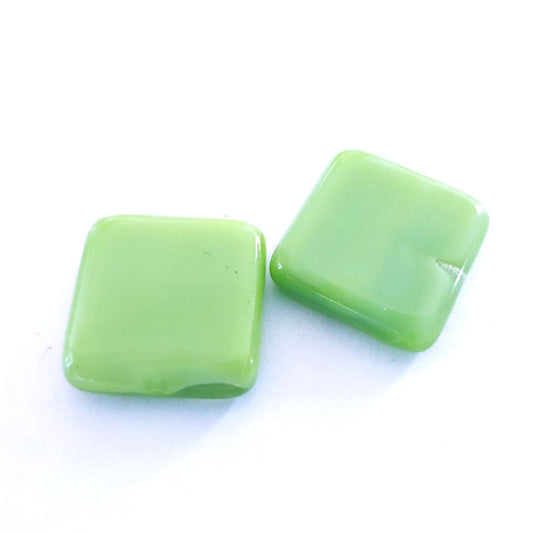 Square 20mm Green Opalino Czech Glass Bead