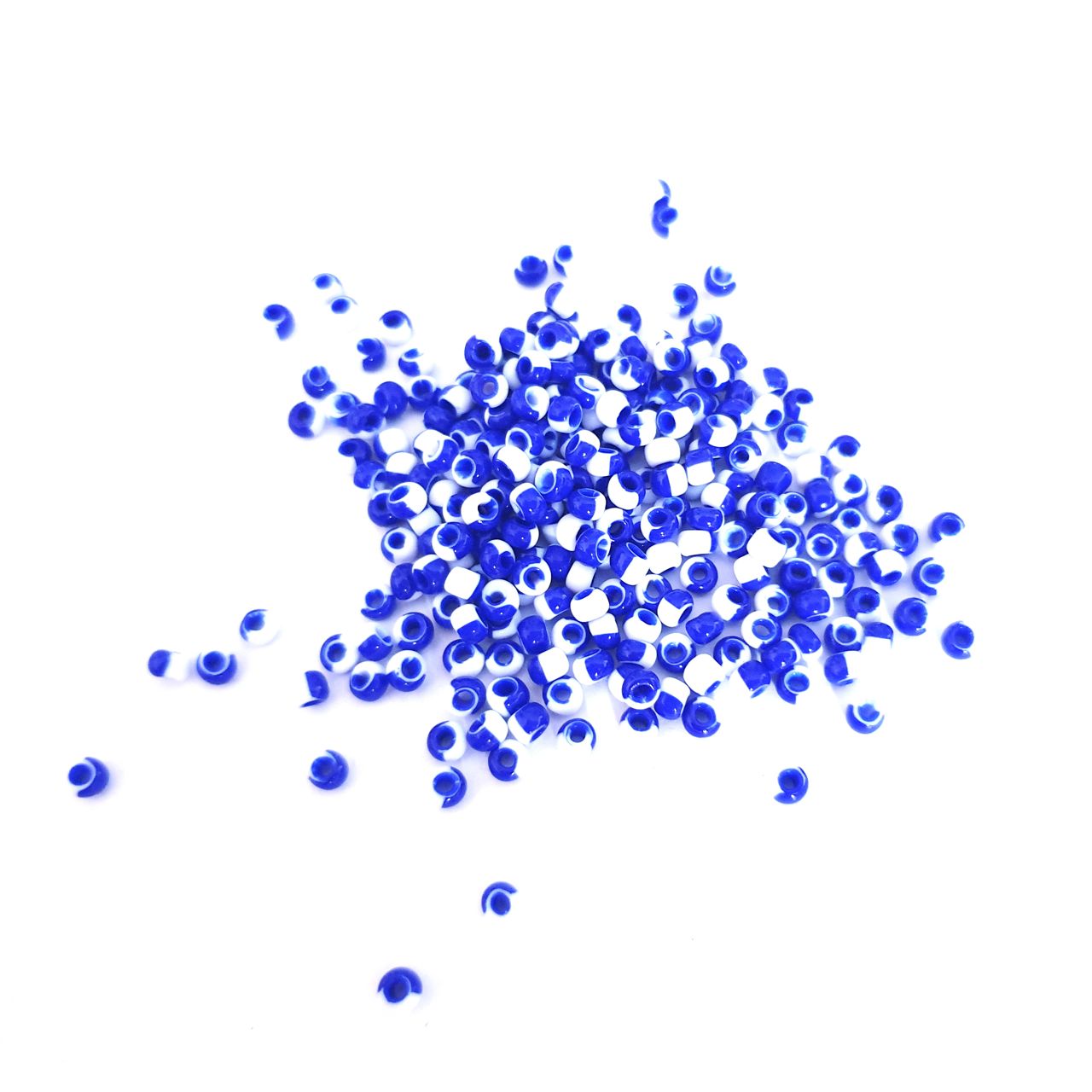 Seed Beads Stripe 3mm Blue and White