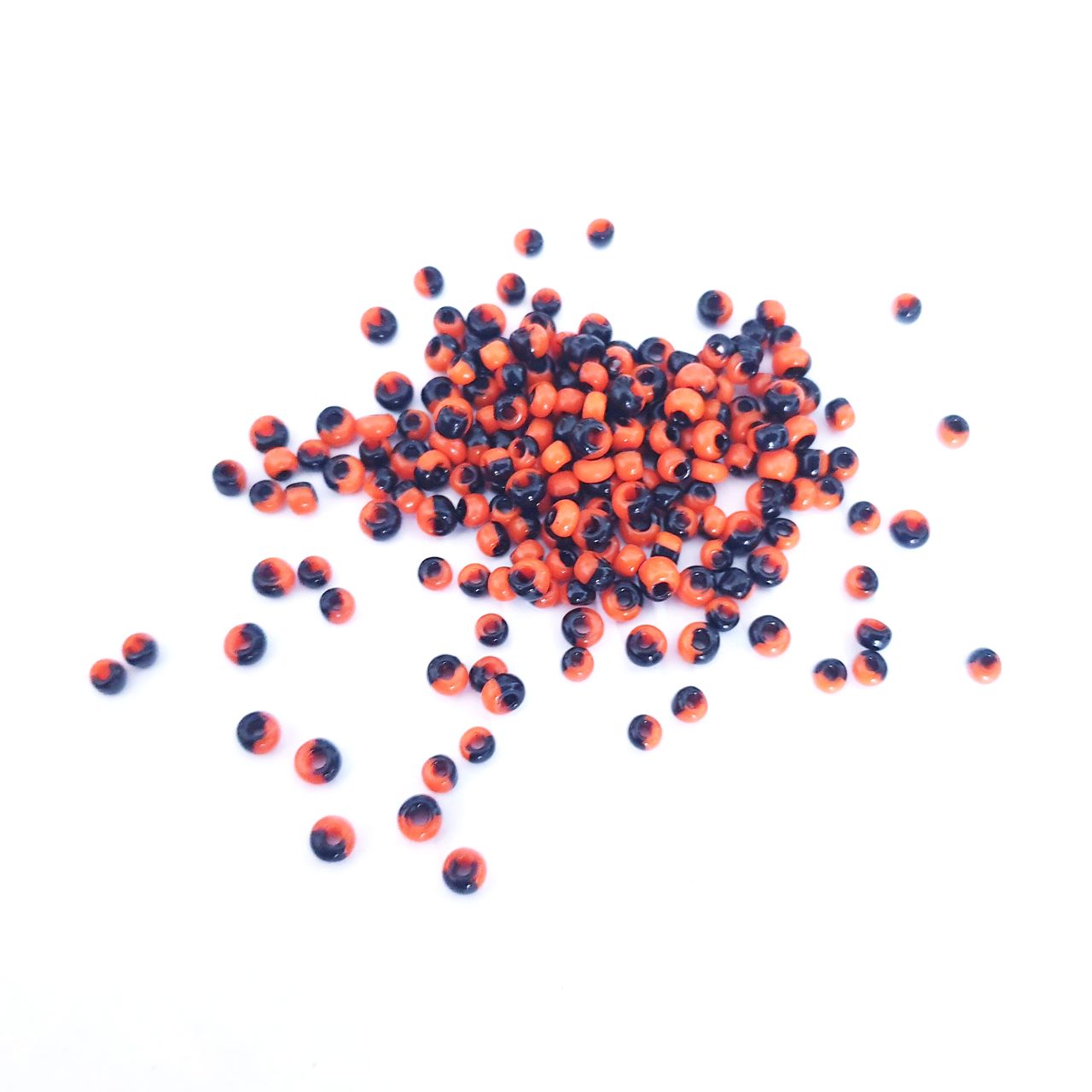Seed Beads Stripe 3.5-4mm Black and Orange