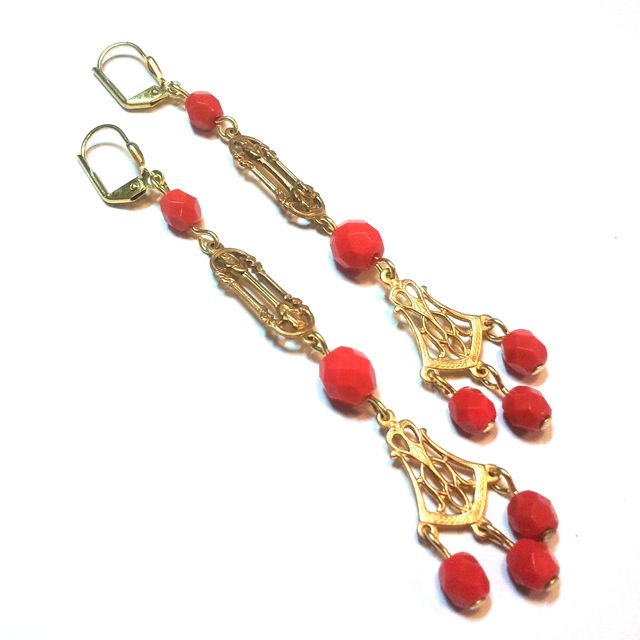 6mm Red Coral Opaque Czech Fire Polished Bead