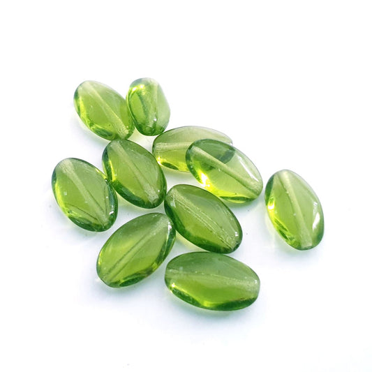 Diamond 15x9mm Olive Transparent Czech Glass Bead