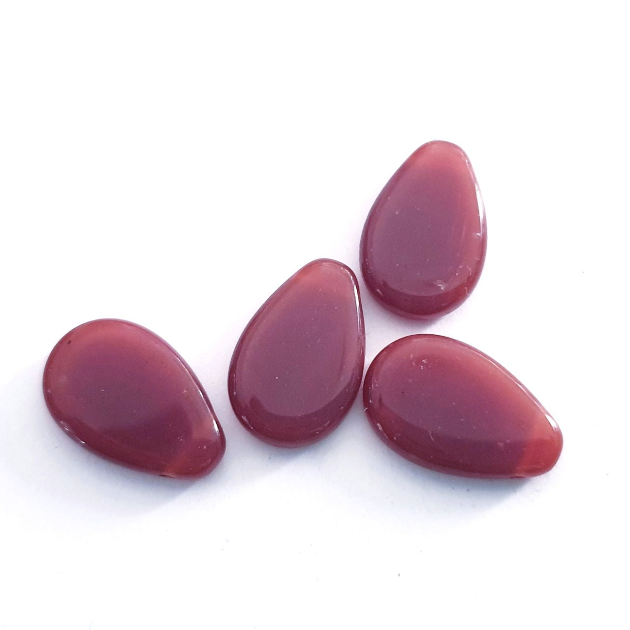 Flat Drop 12x18mm Carnelian Flat Top Drilled Czech Glass Beads