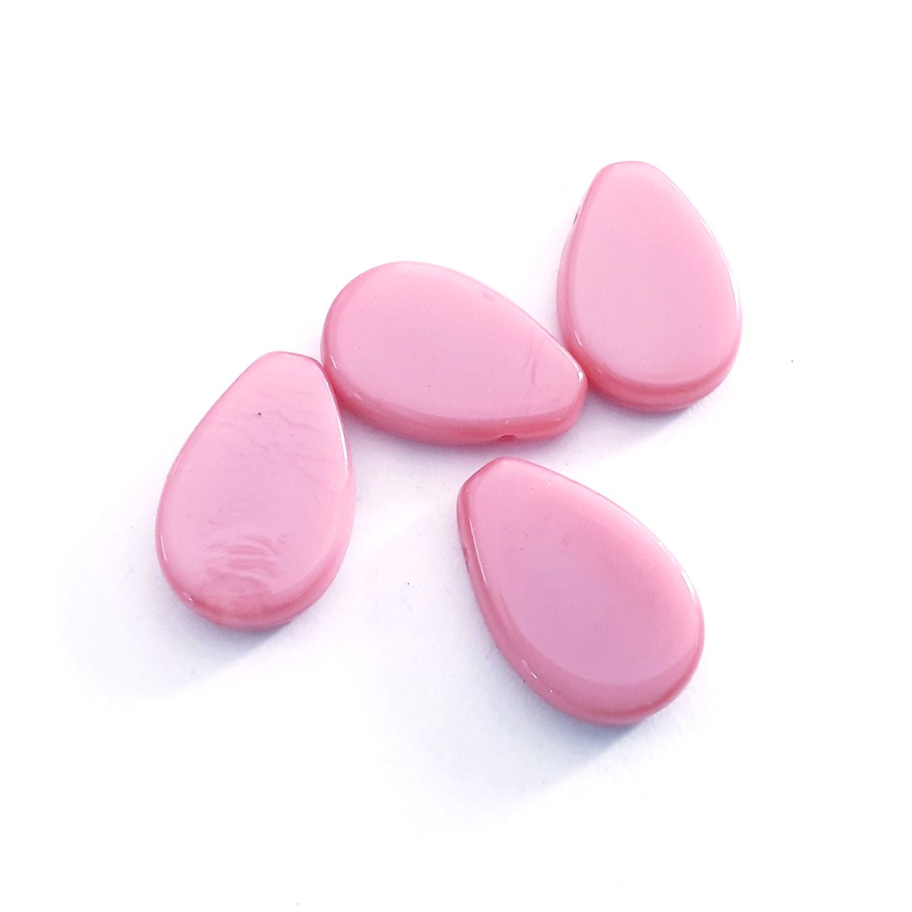 Flat Drop 12x18mm Vintage Pink Opaque Flat Top Drilled Czech Glass Beads