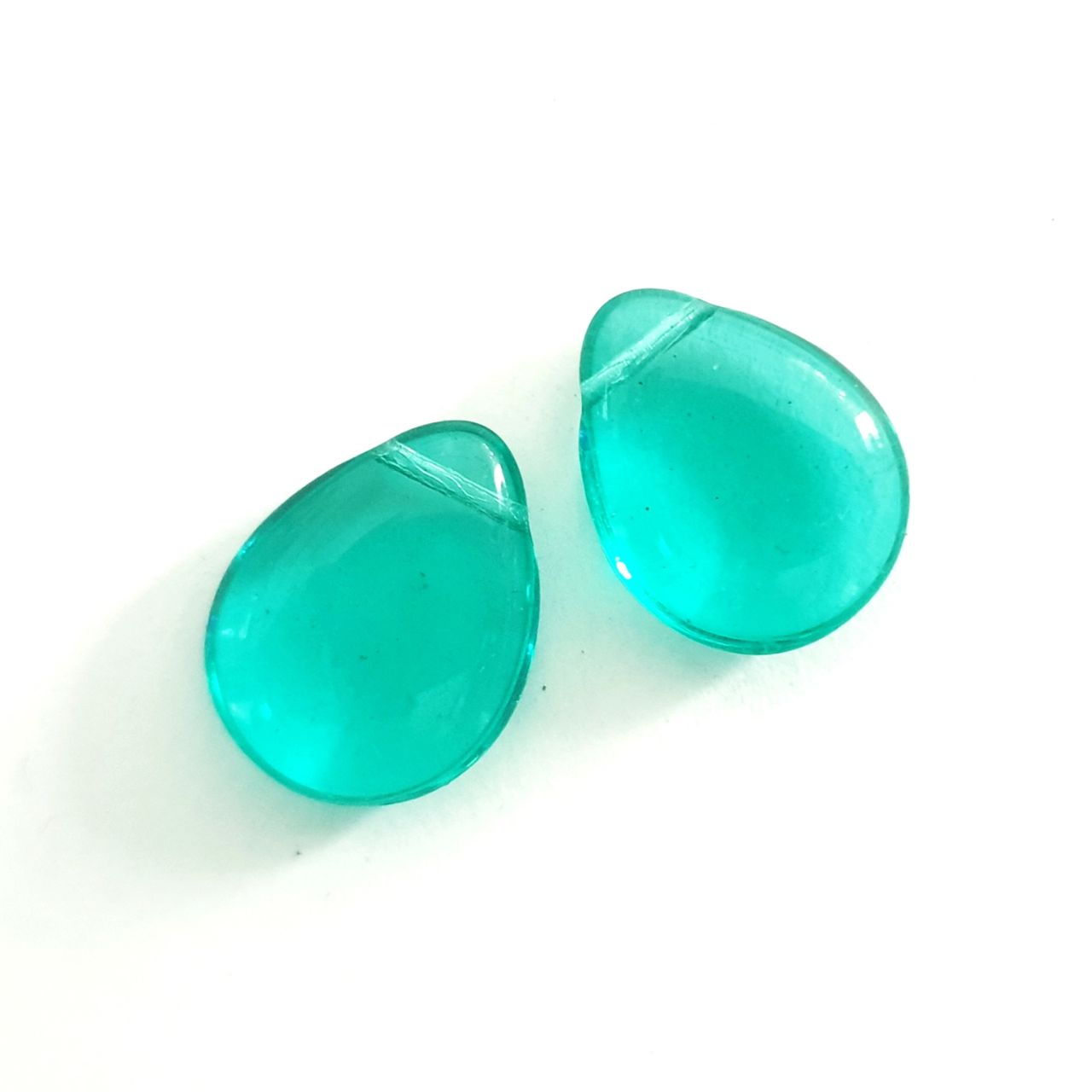 Drop 12x18mm Teal Transparent Czech Glass Beads