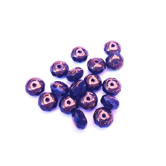 Rondelle Melon 6x9mm Jet Bronze Czech Fire Polished