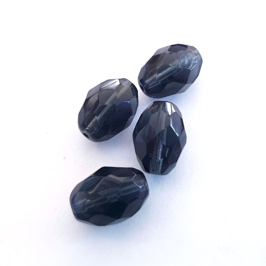 13x10mm Oval Montana Transparent Czech Fire Polished Bead