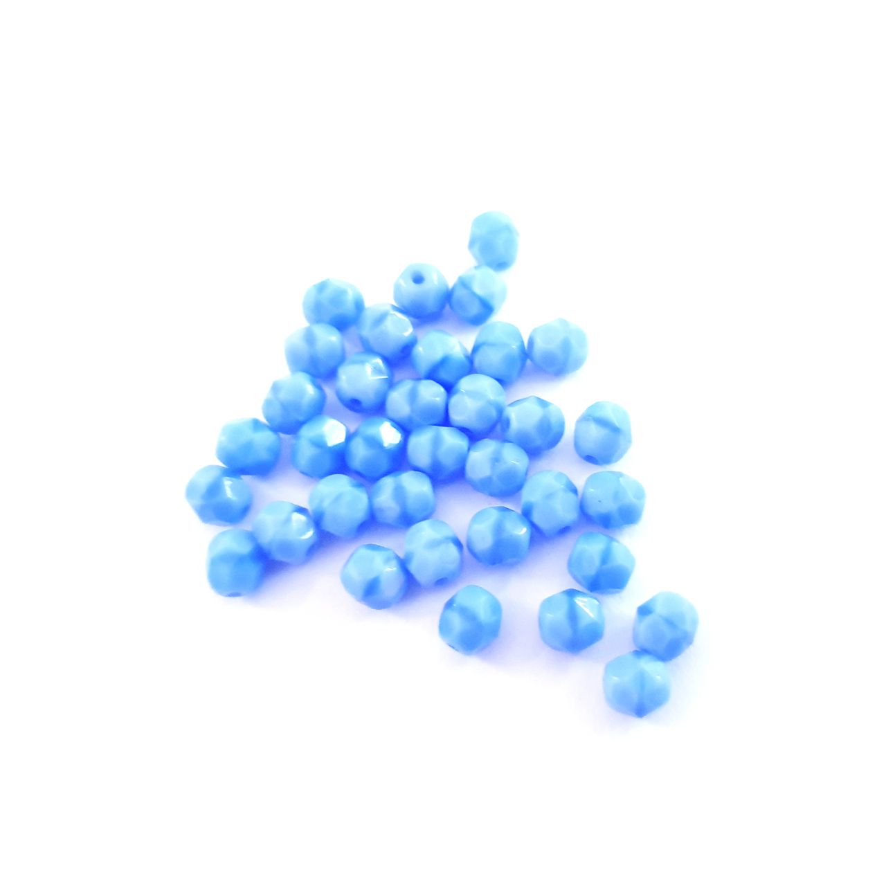 6mm Blue Silk Czech Fire Polished Bead