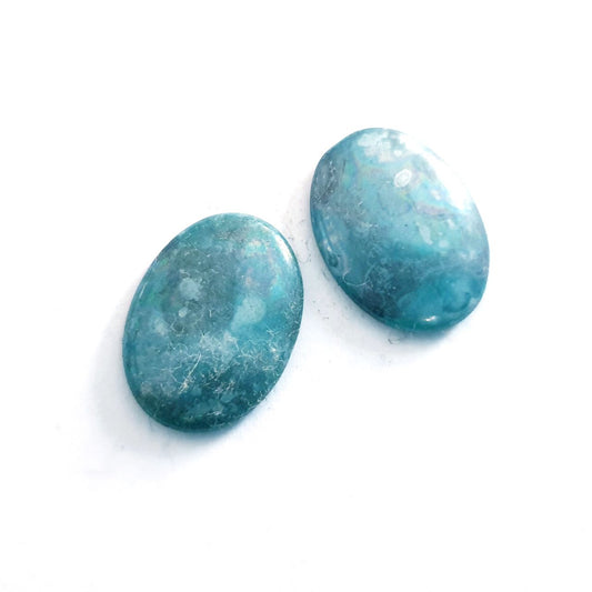Glass Stone Flat Oval 18x13mm Blue Mottled
