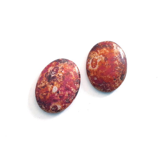 Glass Stone Flat Oval 18x13mm Rust Mottled