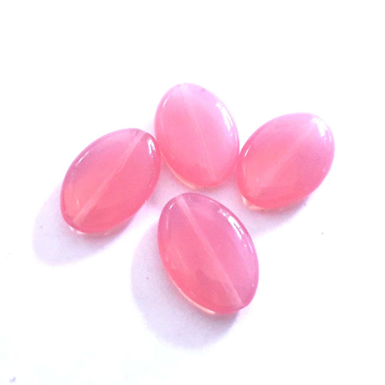 Flat Oval 20x14mm Pink Opalino Czech Glass Bead