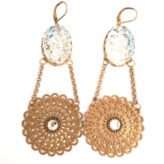 Flatback Stone Setting Frame Lace Cup Oval 18x25mm Brass
