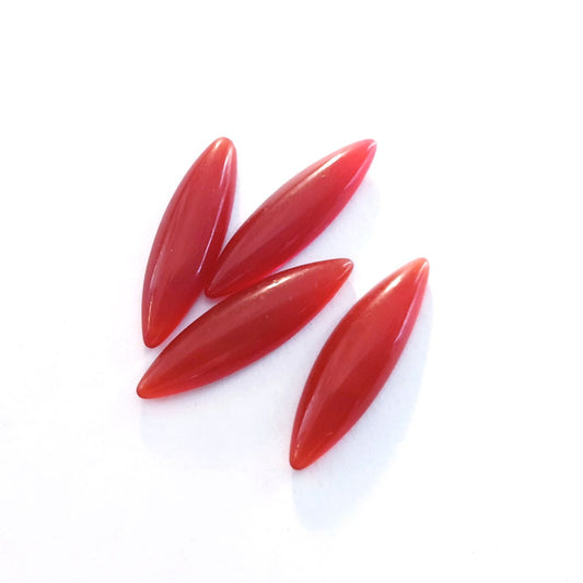 Glass Stone Flat Navette 24x6mm Faux Carnelian