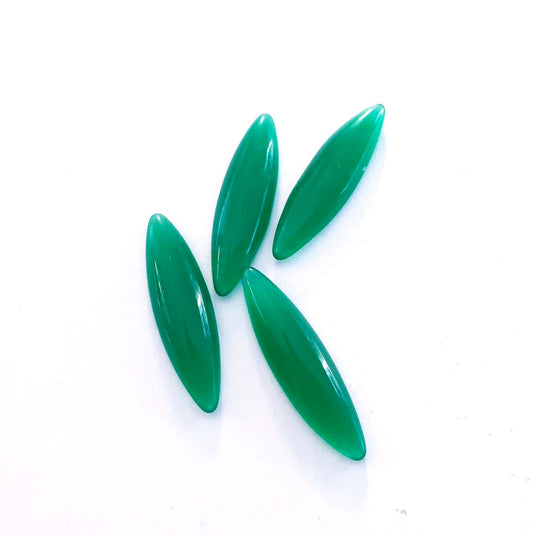 Glass Stone Flat Navette 24x6mm Faux Green Agate