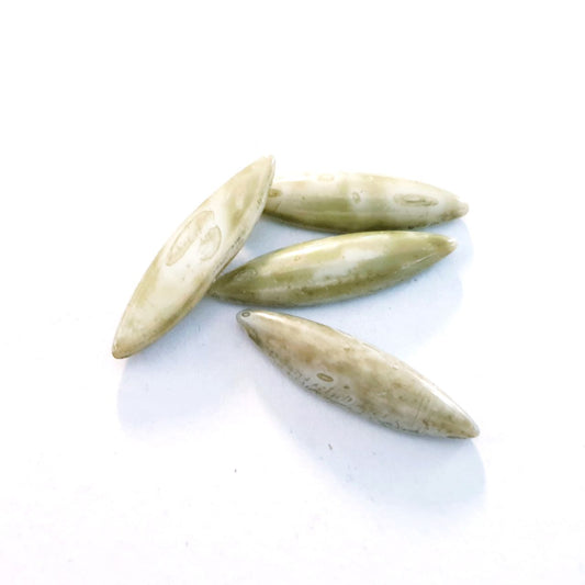 Glass Stone Flat Navette 24x6mm Moss Mottled