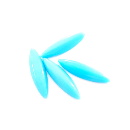 Glass Stone Flat Navette 24x6mm Turquoise Opaque