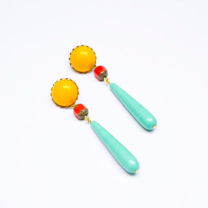 Handmade Glass Deco Tear Drop Bead Pumpkin 40x10mm