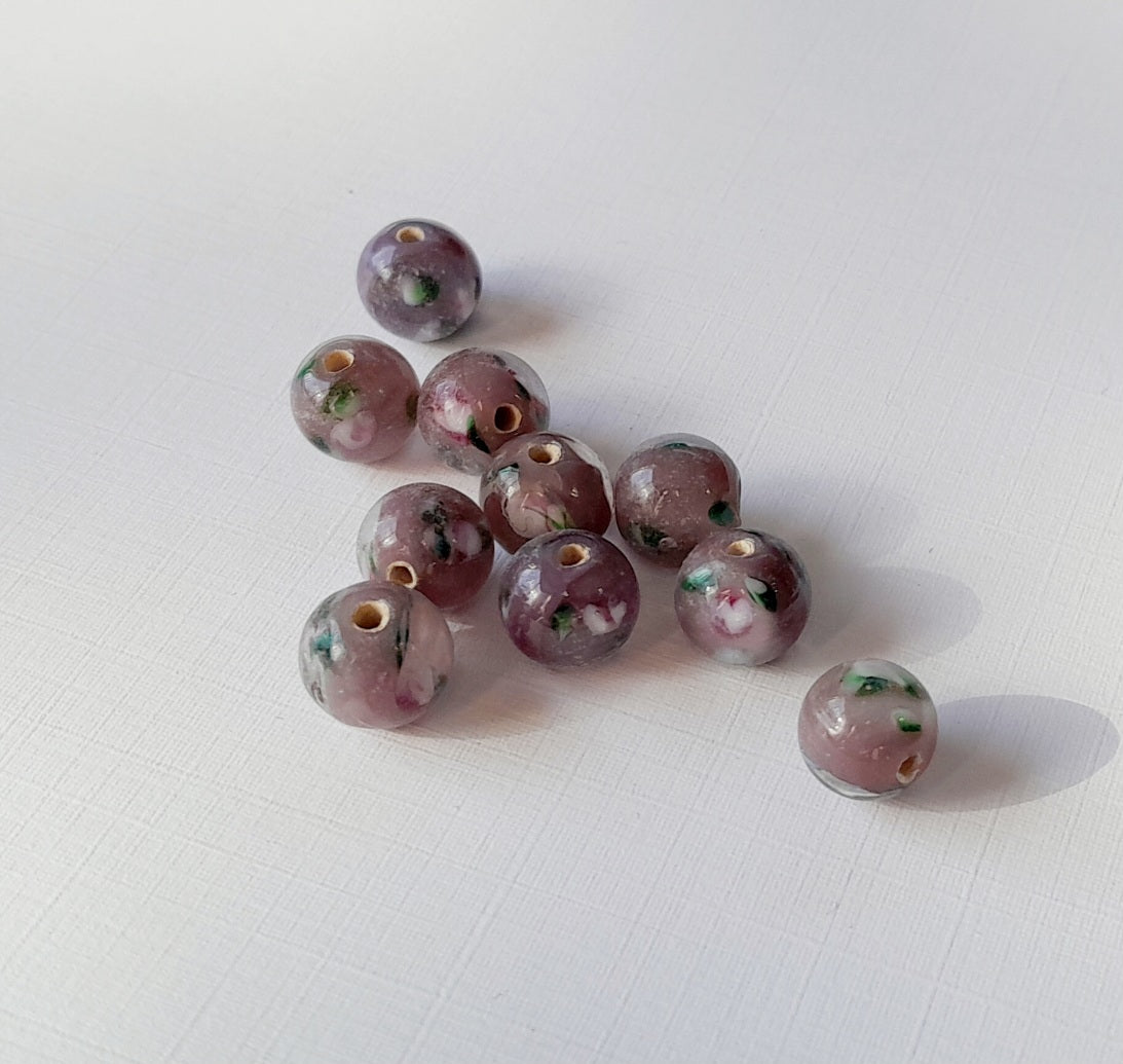Indian Glass Bead Round 8mm Rose Purple | Pack of 10