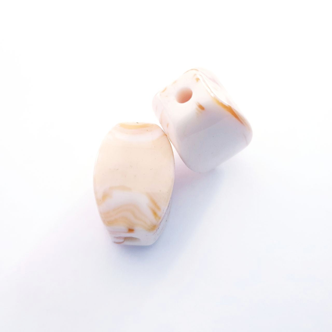 Lucite Bead Ivory Butterscotch Chunky Barrel 25x18mm