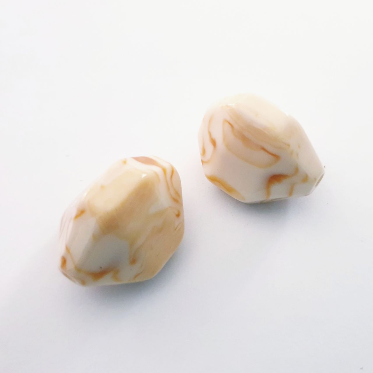 Lucite Bead Ivory Butterscotch Chunky Tri Nugget 25x18mm