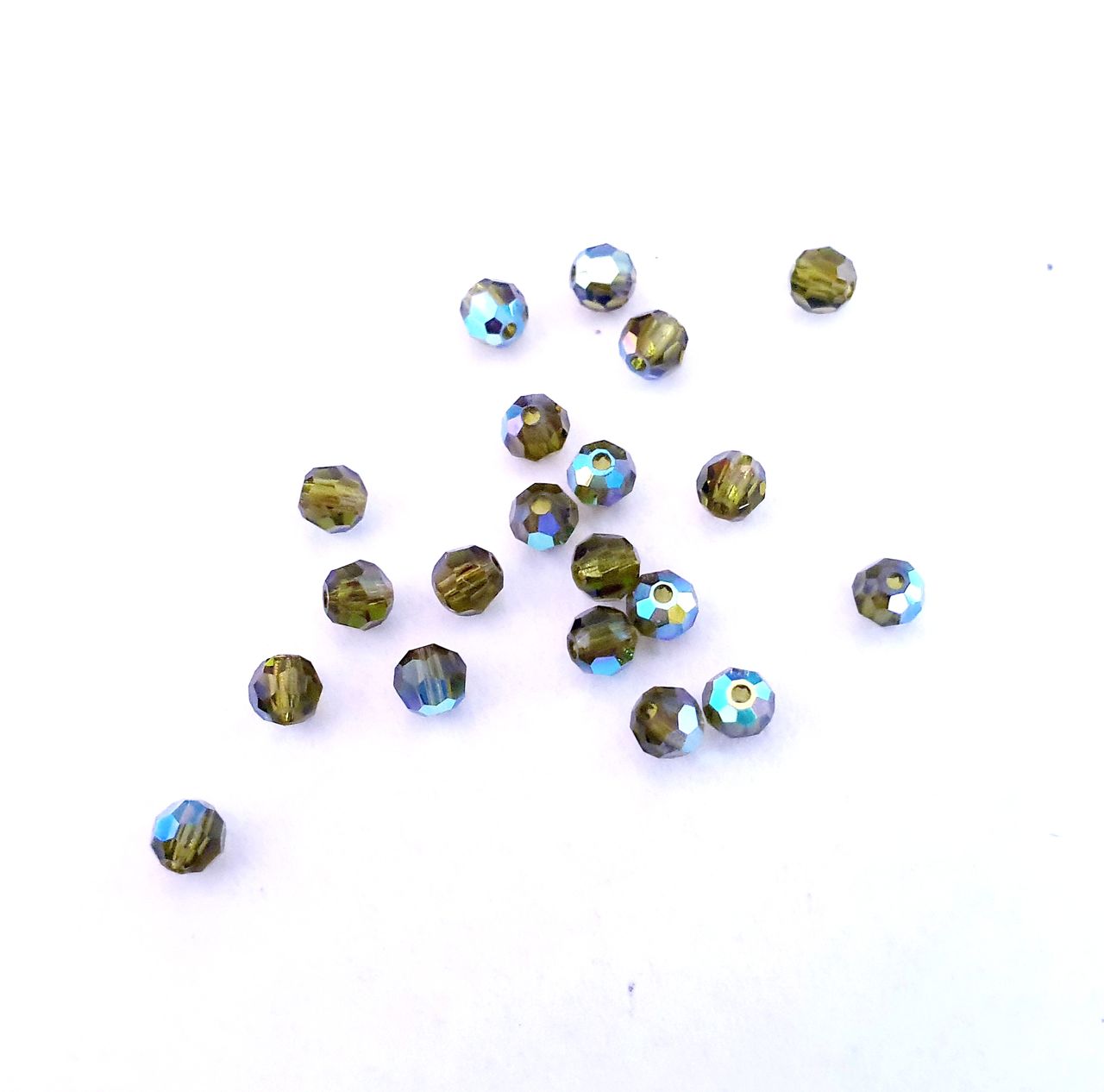 Machine Cut Czech Preciosa Crystal Round Olive AB 3mm