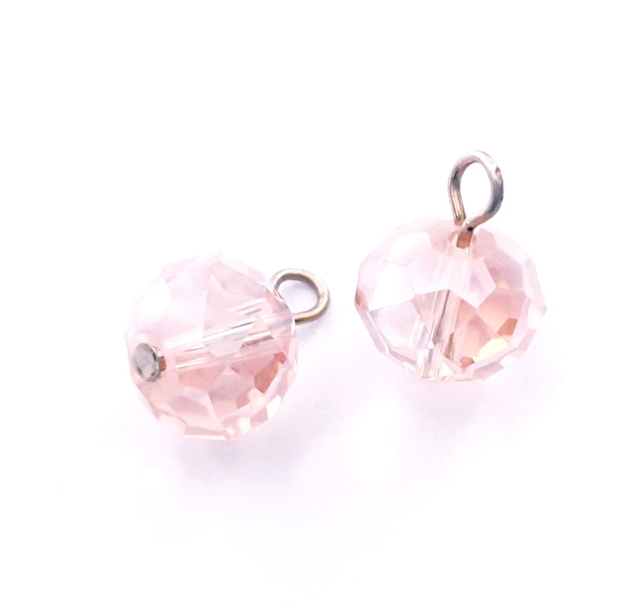 Pretty Vintage Bead Link Machine Cut Melon Tranparent Lustred Pink 10x6mm
