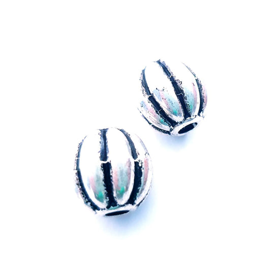 Metalised Plastic Bead Melon Antique Silver 14mm