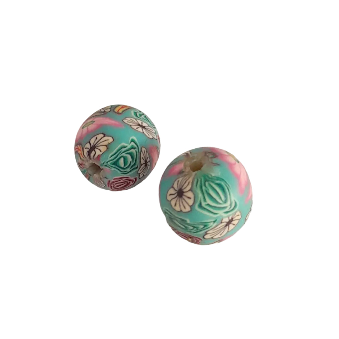 Polymer Patterned Millefiori Bead Round Aqua 15mm