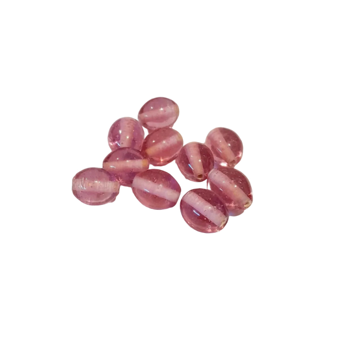 Indian Glass Bead Oval 12x9mm Rose Pink Transparent | Pack of 10